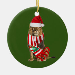 Löwe mit Hat Scaft Weihnachten Keramik Ornament