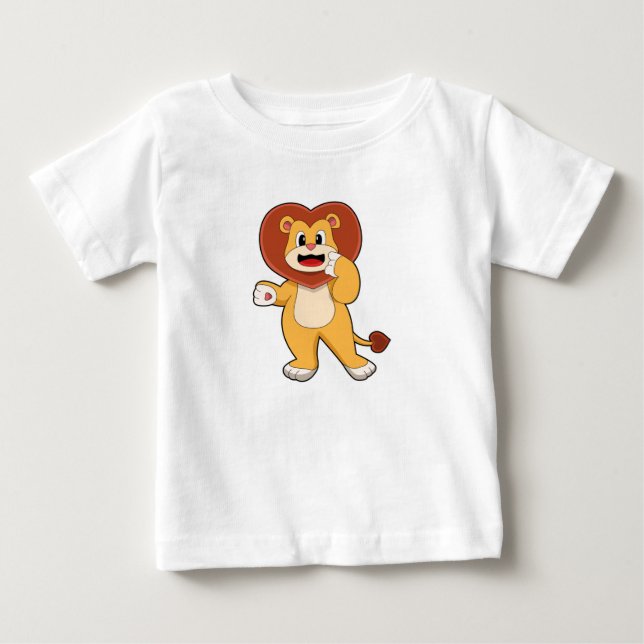 Löwe mit Herz Baby T-shirt (Vorderseite)