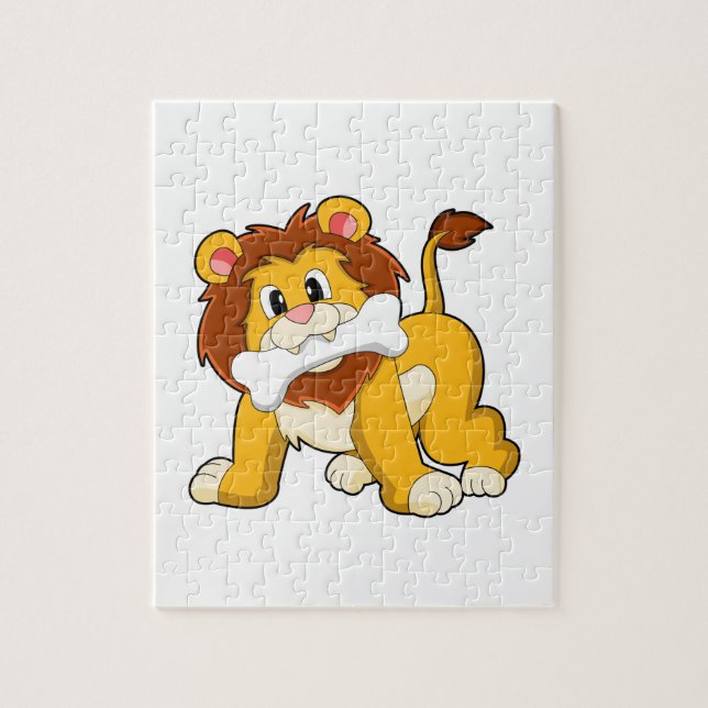 Löwe mit Knochen (Vertikal)