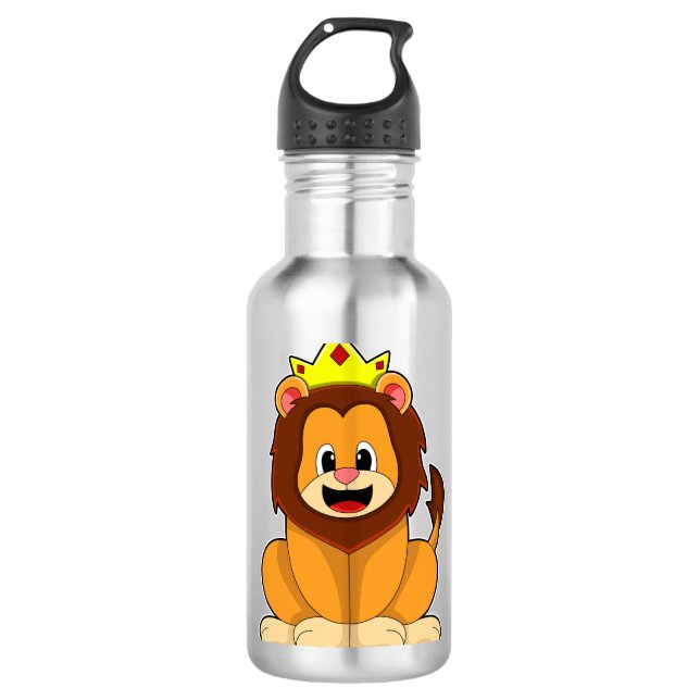 Löwe mit Krone Edelstahlflasche (Vorderseite)