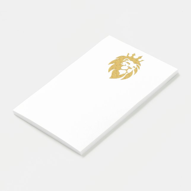 Löwe mit Krone - Gold Stil 1 Post-it Klebezettel (angewinkelt)
