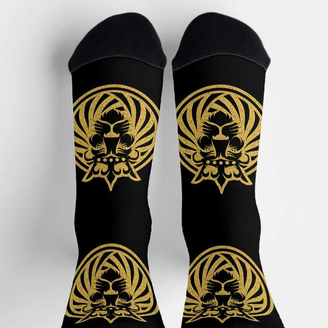 Löwe mit Krone - Gold Stil 4 Socken (Oben)