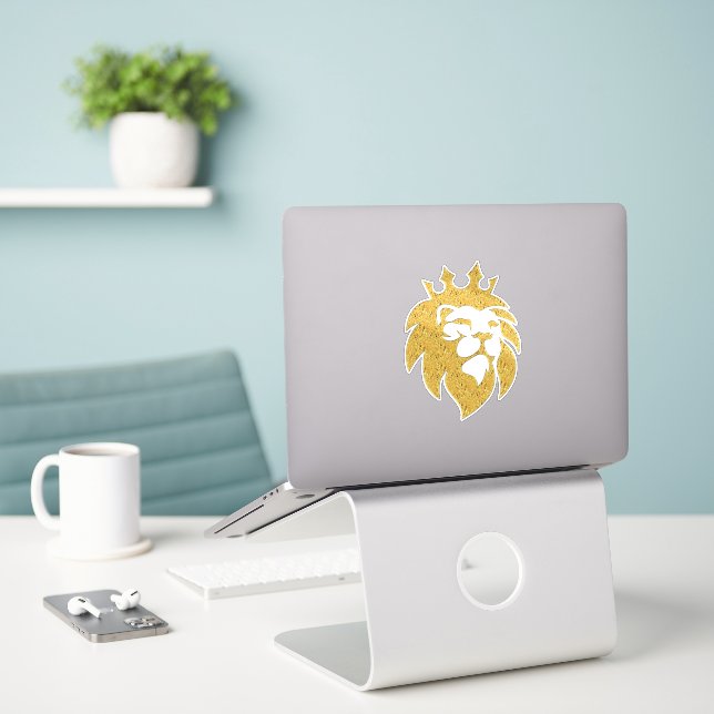 Löwe mit Krone - Goldstil 1 Aufkleber (Laptop auf Schreibtisch)