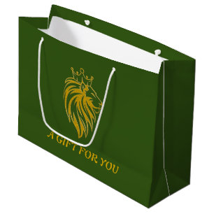 Löwe mit Krone - Goldstil 2 Große Geschenktüte