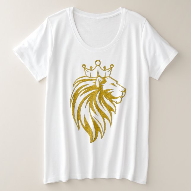 Löwe mit Krone - Goldstil 2 Große Größe T-Shirt (Design vorne)