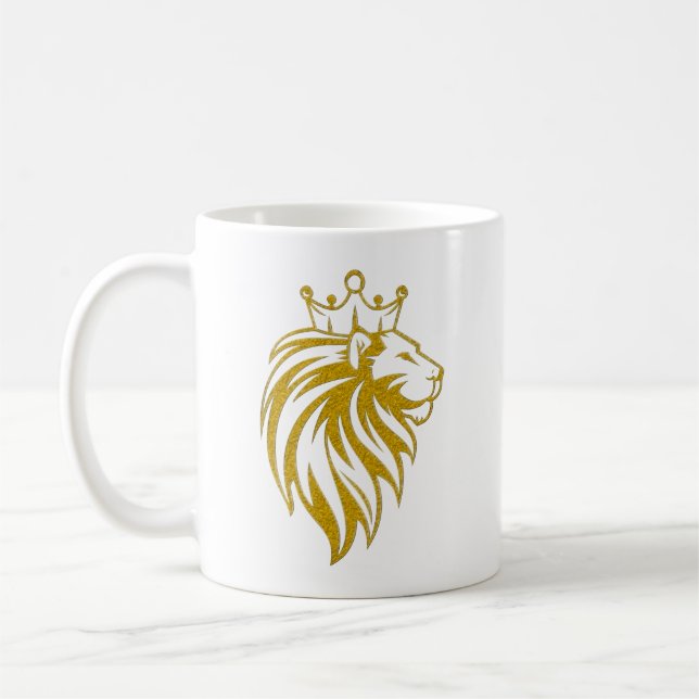 Löwe mit Krone - Goldstil 2 Kaffeetasse (Links)
