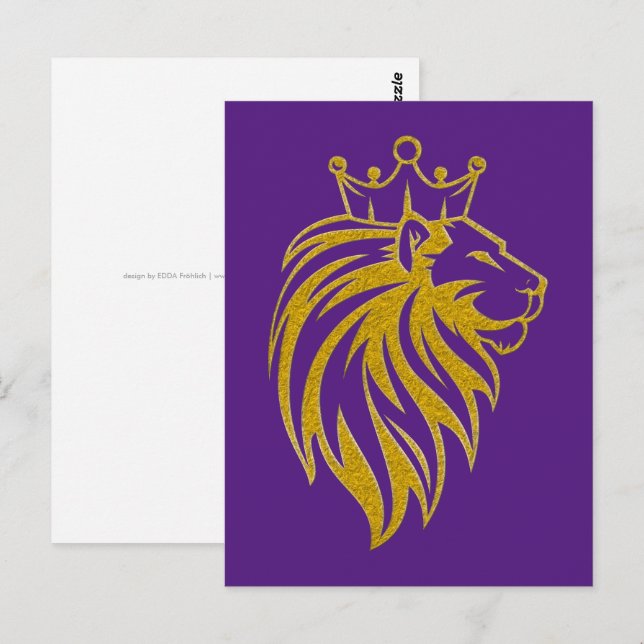 Löwe mit Krone - Goldstil 2 Postkarte (Vorne/Hinten)