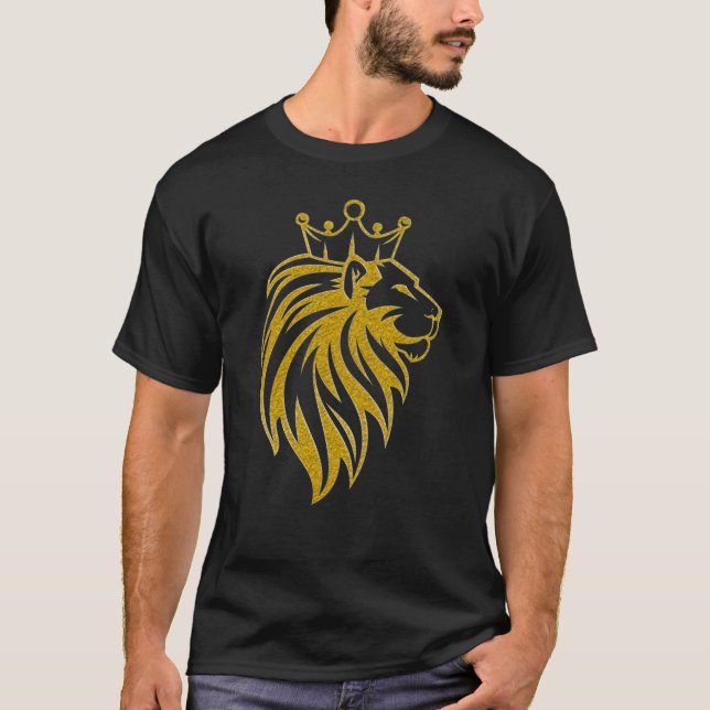 Löwe mit Krone - Goldstil 2 T-Shirt (Vorderseite)