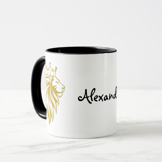 Löwe mit Krone - Goldstil 2 Tasse (Vorderseite Links)