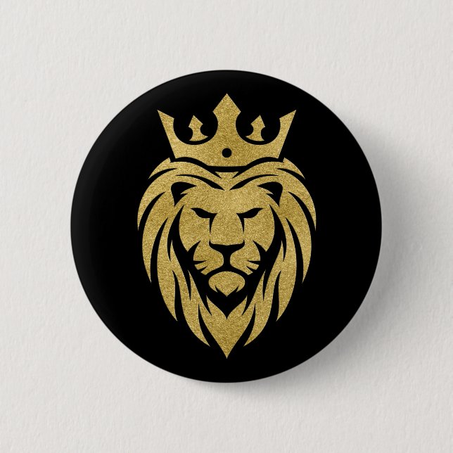 Löwe mit Krone - Goldstil 3 Button (Vorderseite)