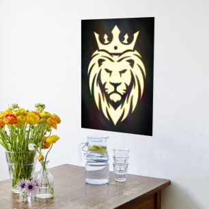 Löwe mit Krone - Goldstil 3 Foliendrucke