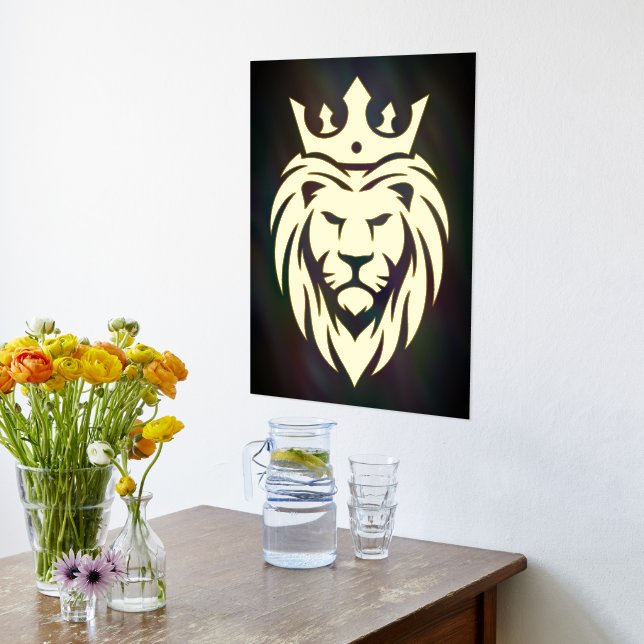 Löwe mit Krone - Goldstil 3 Foliendrucke (Ablage(Küche))