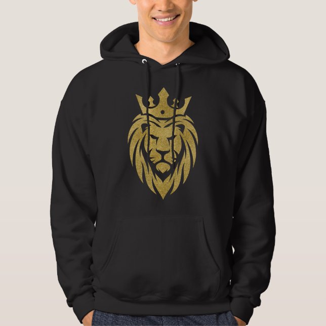 Löwe mit Krone - Goldstil 3 Hoodie (Vorderseite)