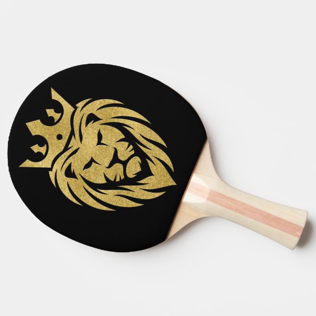 Löwe mit Krone - Goldstil 3 Tischtennis Schläger (Seitenansicht)