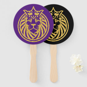Löwe mit Krone - Goldstil 4 Fächer