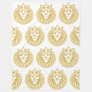 Löwe mit Krone - Goldstil 4 Fleecedecke