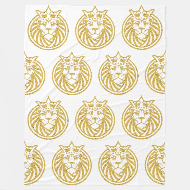 Löwe mit Krone - Goldstil 4 Fleecedecke (Vorderseite)