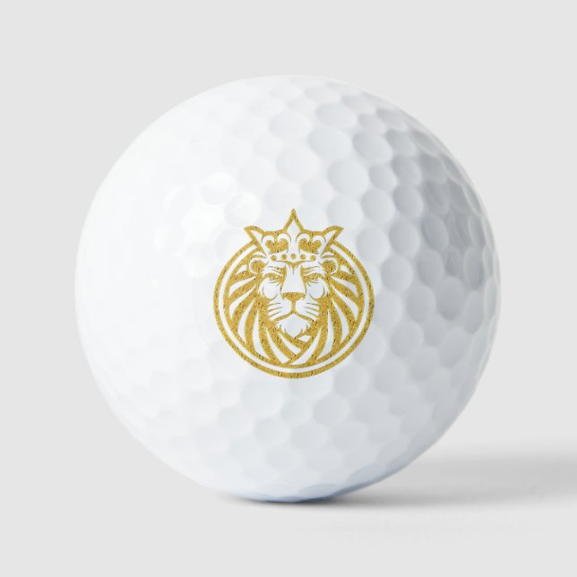 Löwe mit Krone - Goldstil 4 Golfball (Vorderseite)