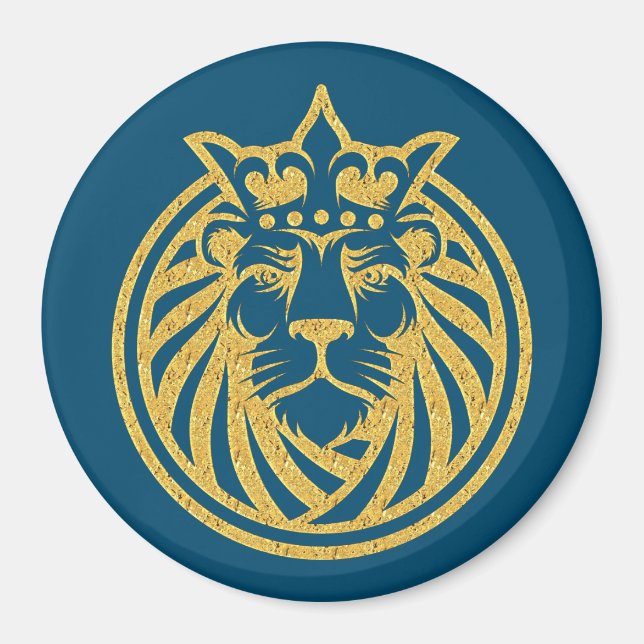 Löwe mit Krone - Goldstil 4 Magnet (Vorne)