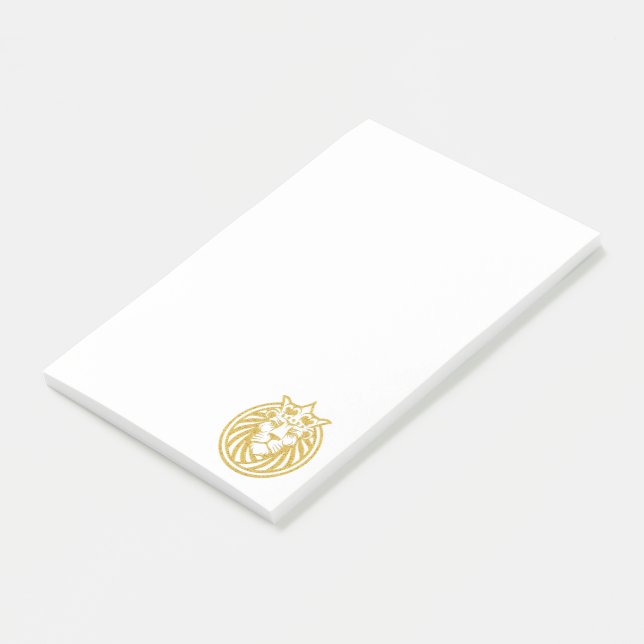 Löwe mit Krone - Goldstil 4 Post-it Klebezettel (angewinkelt)