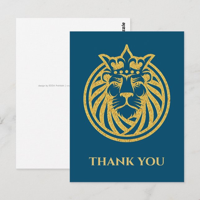 Löwe mit Krone - Goldstil 4 Postkarte (Vorne/Hinten)