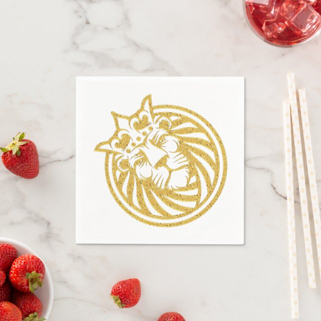 Löwe mit Krone - Goldstil 4 Serviette (Beispiel)