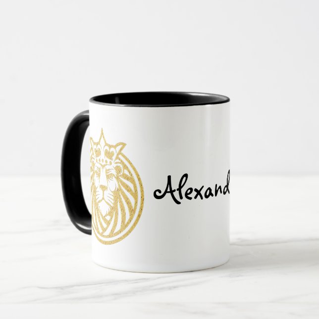 Löwe mit Krone - Goldstil 4 Tasse (Vorderseite Links)