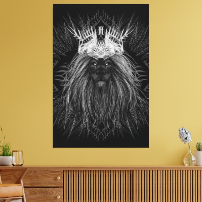 Löwe mit Kronenmonogramm Leinwanddruck (Insitu (Wohnzimmer))