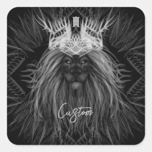 Löwe mit Kronenmonogramm Quadratischer Aufkleber