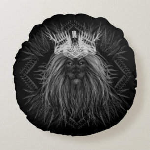 Löwe mit Kronenmonogramm Rundkissen Rundes Kissen