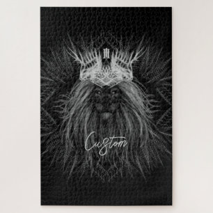 Löwe mit Kronenmonogramm Schwarz