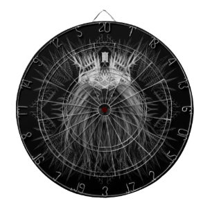 Löwe mit Kronenmonogramm Schwarz Dartscheibe