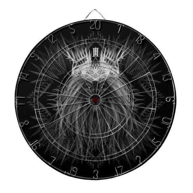 Löwe mit Kronenmonogramm Schwarz Dartscheibe (vorne)