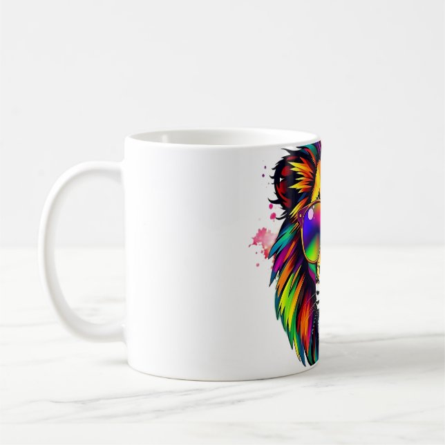 Löwe mit Regenbogenschatten Kaffeetasse (Links)