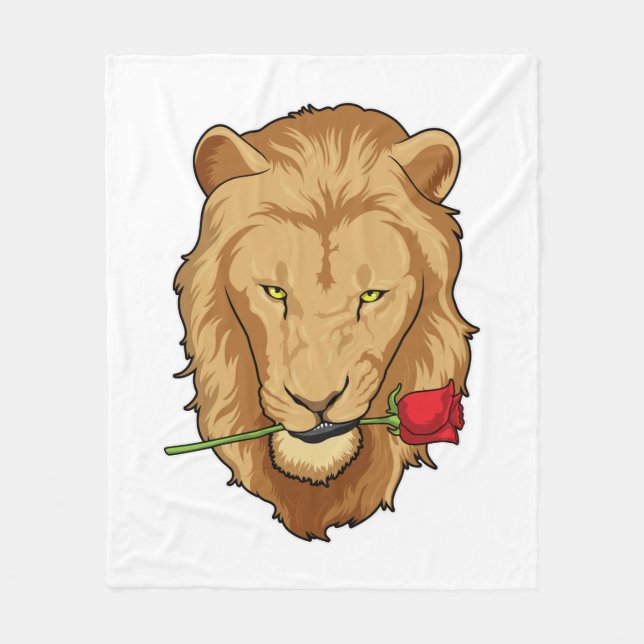 Löwe mit Rose Fleecedecke (Vorderseite)