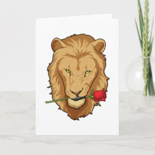 Löwe mit Rose Karte