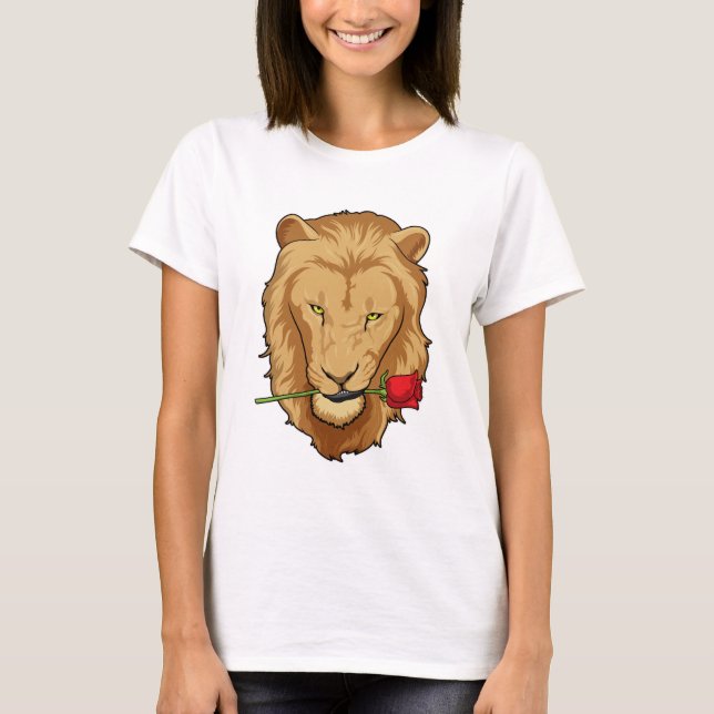 Löwe mit Rose T-Shirt (Vorderseite)