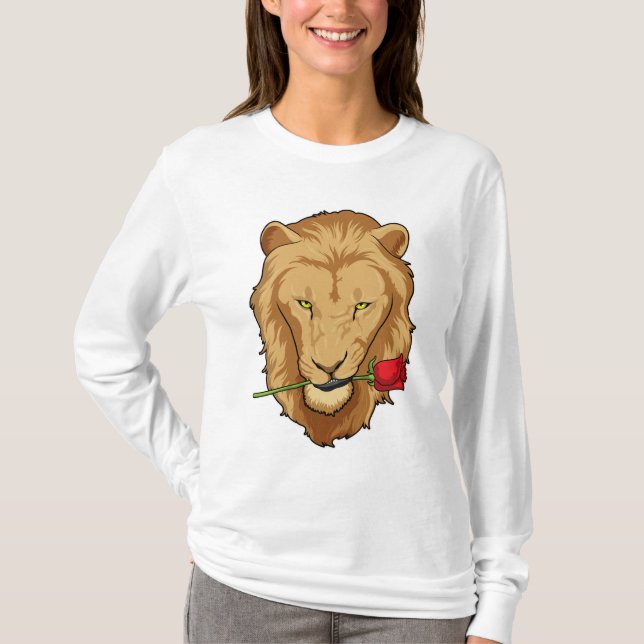 Löwe mit Rose T-Shirt (Vorderseite)