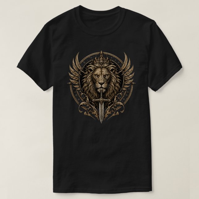 Löwe mit Schwert T-Shirt (Design vorne)