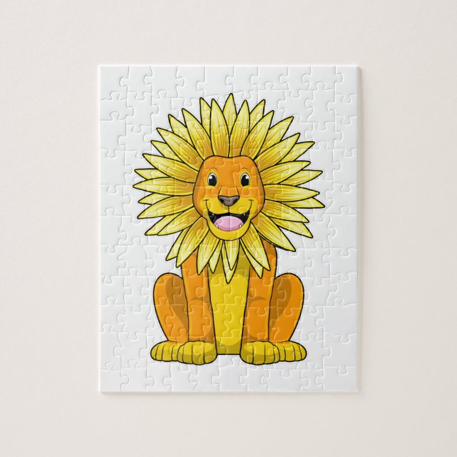 Löwe mit Sonnenblume Blume (Vertikal)