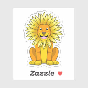 Löwe mit Sonnenblume Blume Aufkleber