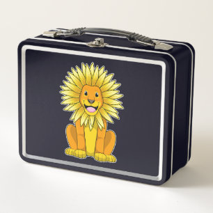 Löwe mit Sonnenblume Blume Metall Brotdose