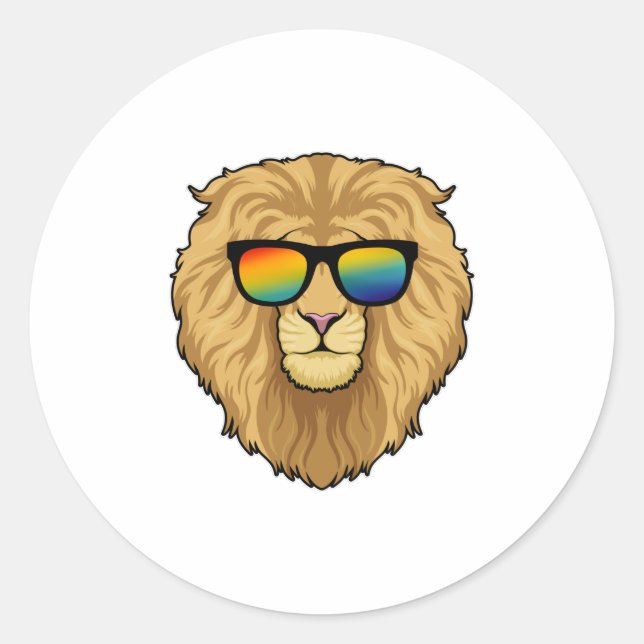Löwe mit Sonnenbrille Runder Aufkleber (Vorderseite)
