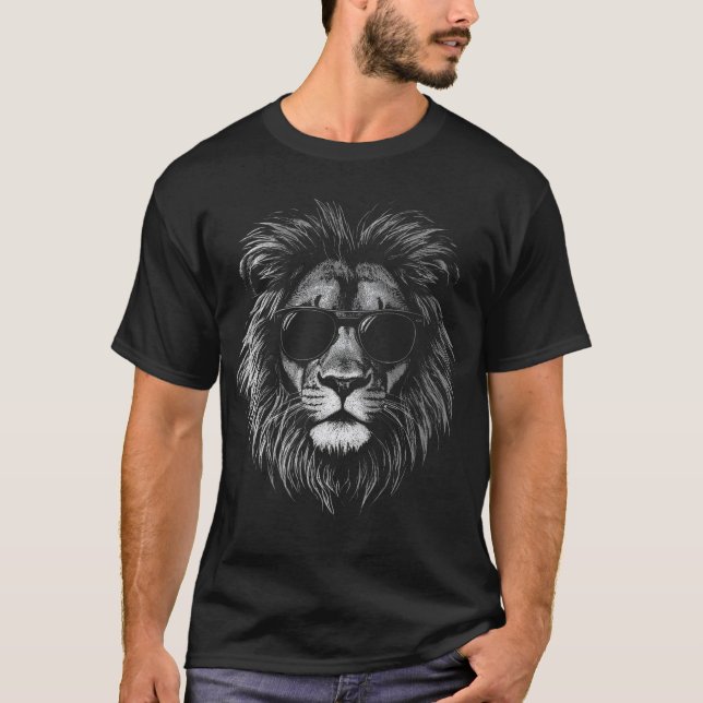 Löwe mit Sonnenbrille T-Shirt (Vorderseite)