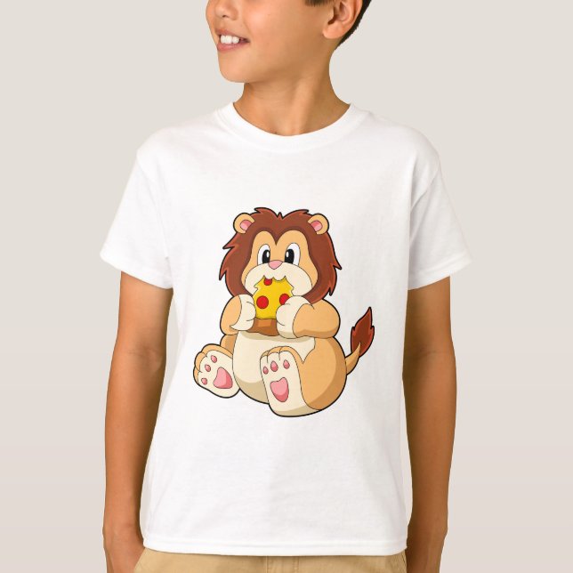 Löwe mit Stück Salami Pizza.PNG T-Shirt (Vorderseite)