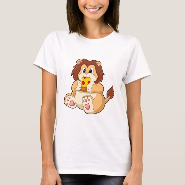 Löwe mit Stück Salami Pizza.PNG T-Shirt (Vorderseite)
