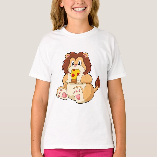 Löwe mit Stück Salami Pizza.PNG T-Shirt (Vorderseite)