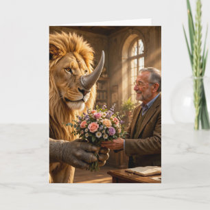 Löwe Nashorn Blumenlieferung Karte