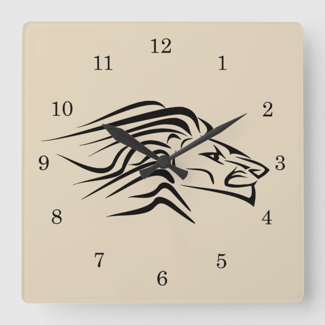 Löwe - quadratische wanduhr (Vorderseite)