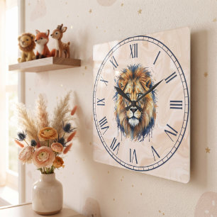 Löwe Quadratische Wanduhr